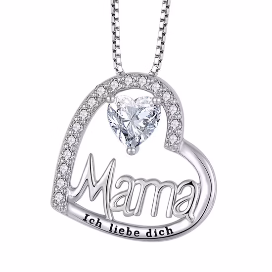 925 シルバー ロザリオ チェーン パール ジルコン ネックレス ハート チャーム付き